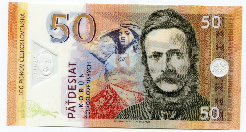 Czechoslovakia 50 Korun 2019 Specimen "Ľudovít Štúr"
Fantasy Banknote; Limited ...