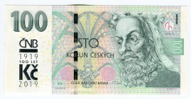 Czech Republic Commemorative Banknote "100th Anniversary of Monetary Separation" RARE 2018
100 Korun 2018; Oběžná bankovka 100 Kč 2018 Spřítiskem 100...