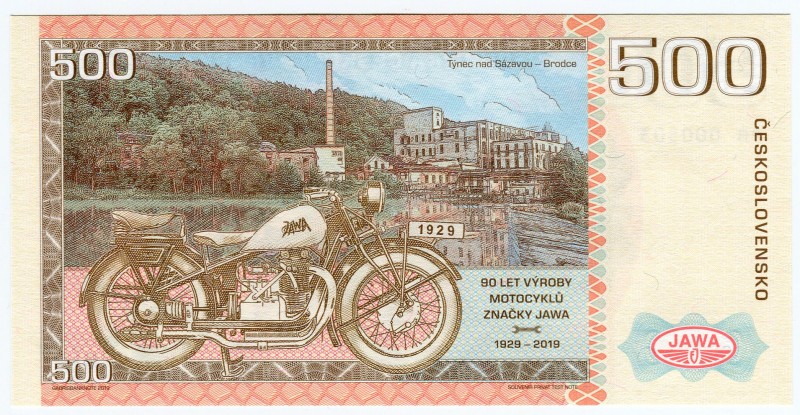 Czech Republic 500 Korun 2019 Specimen "JAWA 500 OHV RUMPÁL" PB
# PB 000503;Gab...