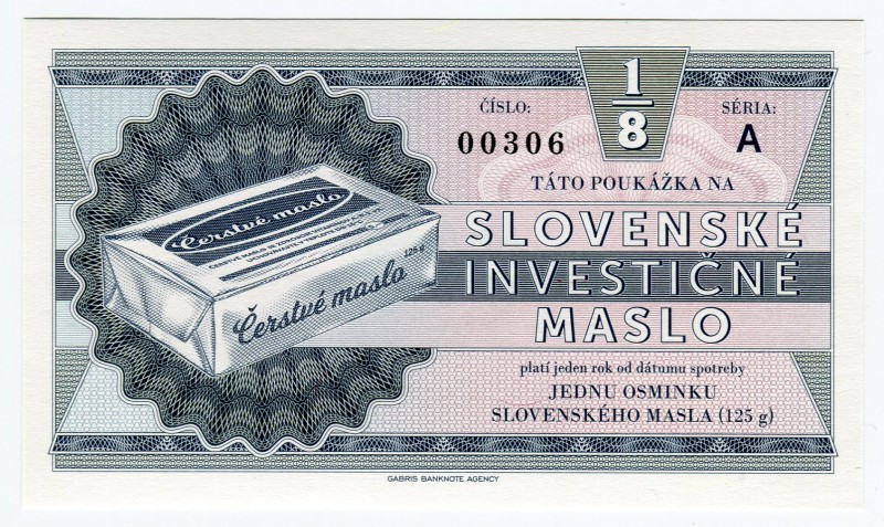 Slovakia 1/8 Maslo 2017 Specimen "1/8 - eighty a butter note"
# 306;Gabris bank...