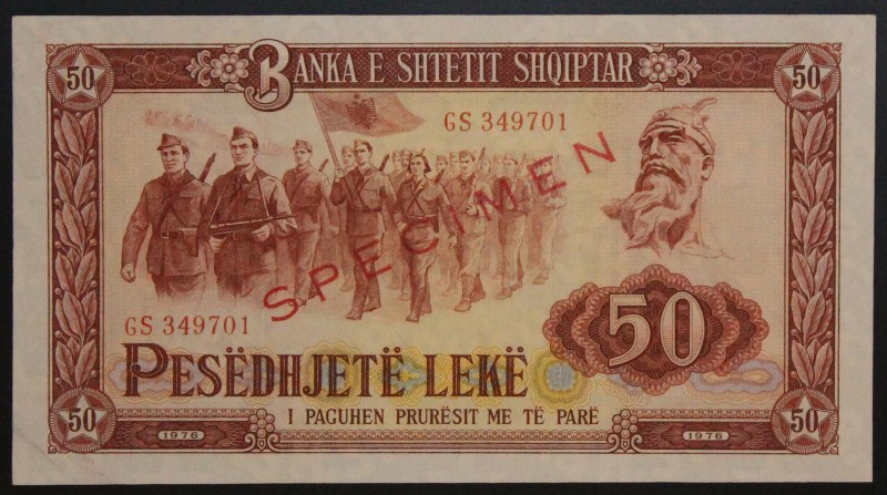 Albania 50 Leke 1976 Specimen
P# 45s2; № GS349701; UNC-