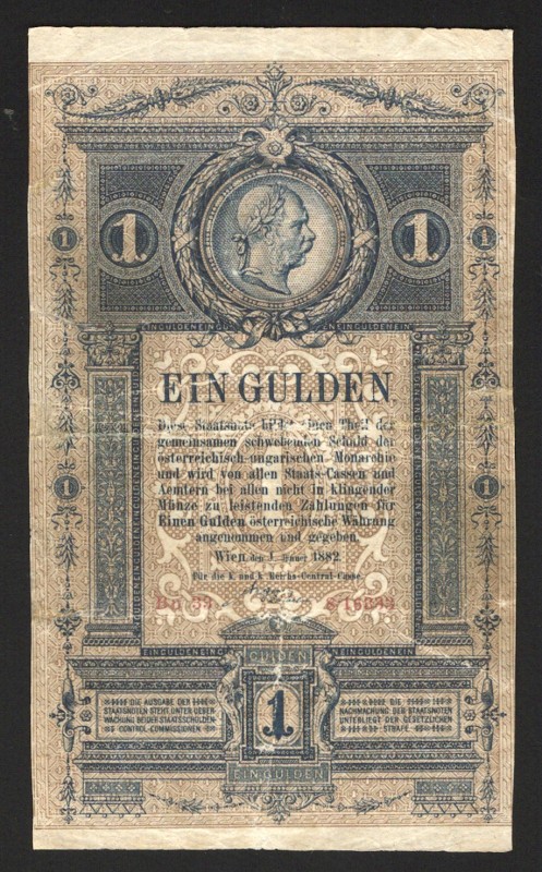 Austria 1 Gulden 1882 Rare
P# A153; VF
