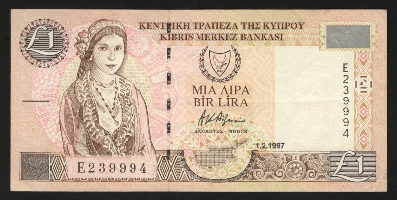 Cyprus 1 Lira 1997 
P# 57; XF