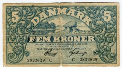 Denmark 5 Kroner 1935
P# 25f; F