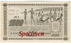 Finland 1000 Mark 1922 Litt. C Specimen
P# 67s; AUNC