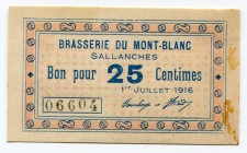 France 25 Centimes 1914 Brasserie du Mont Blanc
Brasserie du Mont Blanc, Sallanches; № 06604; XF-AUNC