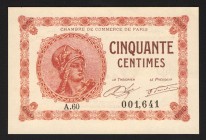 France Chambre de Commerce de Paris 50 Centimes 1920 
UNC