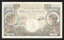 France 1000 Francs 1940 Rare
P# 96a; Without pinholes; XF