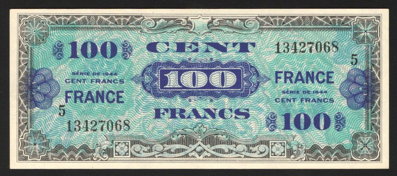 France 100 Francs 1944 
P# 123c; Military issue; aUNC
