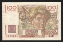 France 100 Francs 1953 
P# 128e; XF-aUNC