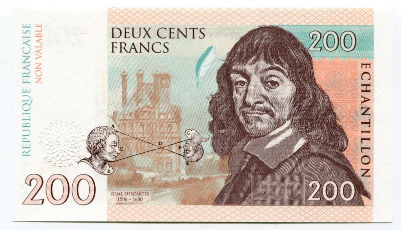 France 200 Francs 2015 Specimen "Rene Descartes"
Fantasy Banknote; Limited Edit...