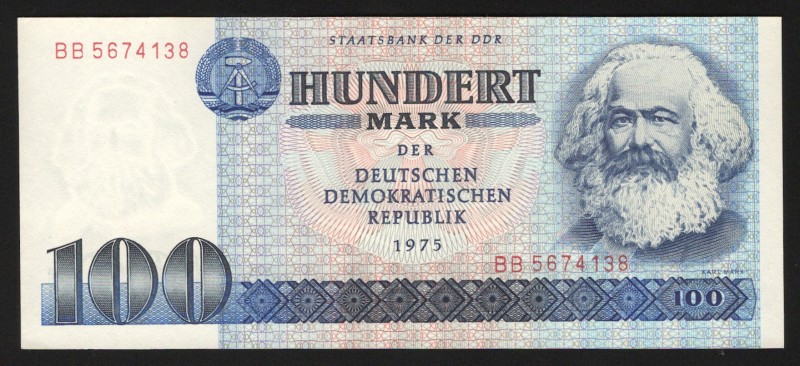 Germany 100 Mark 1975 DDR
P# 31a; UNC