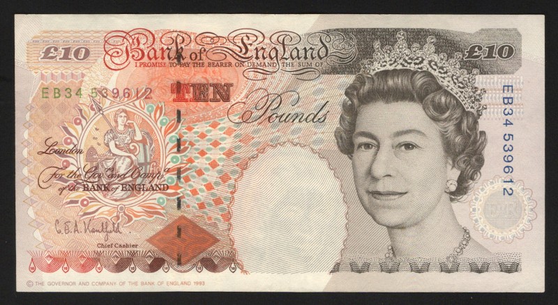 Great Britain 10 Pounds 1993 
P# 386; XF