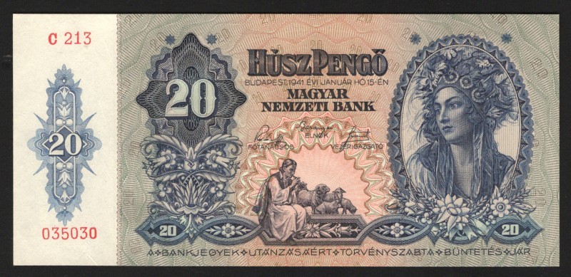 Hungary 20 Pengo 1941 
P# 109; UNC