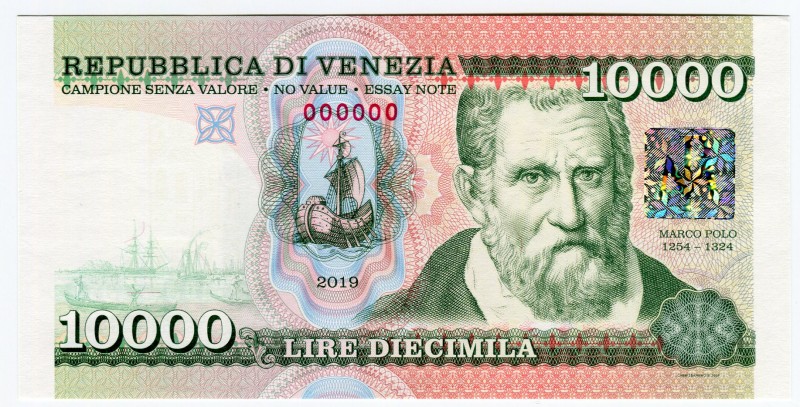 Italy Venice 10000 Lire 2019 Specimen "Marco Polo" 000000
Gabris banknote; Mint...