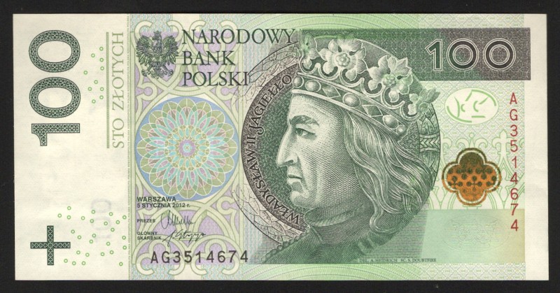 Poland 100 Zlotych 2012 
P# 186; UNC