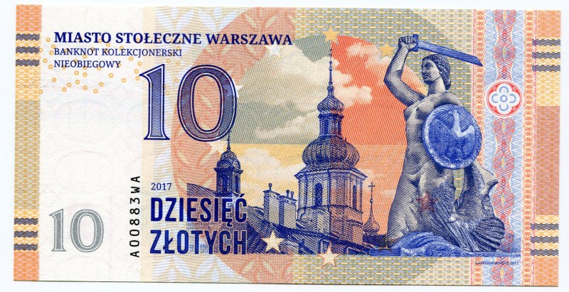 Poland 10 Zlotych 2017 Specimen "Warszawa"
Fantasy Banknote; Limited Edition; M...