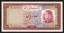 Iran 100 Rials 1954 
P# 67; UNC
