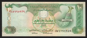 United Arab Emirates 10 Dirhams 2001 
P# 20b; UNC