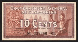 French Indochina 10 Cents 1939 
P# 85e; UNC-