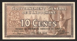 French Indochina 10 Cents 1939 
P# 85d; aUNC