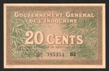 French Indochina 20 Cents 1939 
P# 86d; UNC