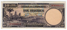 French Indochina 10 Piastres 1948 (ND)
P# 80; XF+