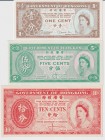 Hong Kong 1-5-10 Cents ND (1960-65) 
set of 3 notes; UNC;