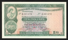 Hong Kong 10 Dollars 1982 
P# 182j; UNC