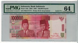 Indonesia 100000 Rupiah 2004 (2007) PMG 64 Solid #7's
P# 146c; # PBS 777777