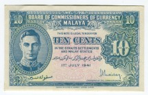 Malaya 10 Rupees 1941 
P# 8; aUNC
