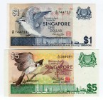 Singapore 1 & 5 Dollars 1976 (ND)
P# 9, 10; UNC
