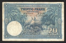 Belgian Congo 20 Francs 1940 Rare
P# 15; VF