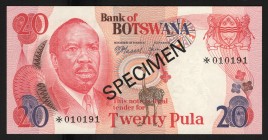 Botswana 20 Pula 1976 Specimen
P# 5s; UNC