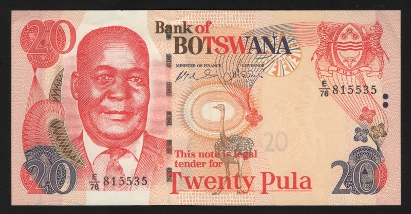 Botswana 20 Pula 2006 
P# 27b; UNC