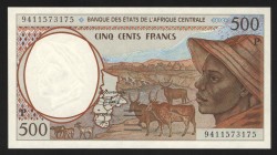 Central African States Chad 500 Francs 1994 
P# 601P; UNC