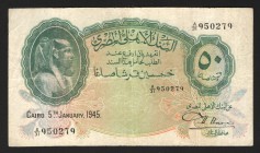 Egypt 50 Piastres 1945 
P# 21c; VF