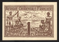 French West Africa 1 Franc 1944 
P# 34a; XF