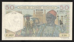 French West Africa 50 Francs 1950 Rare
P# 39; aUNC