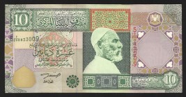 Libya 10 Dinars 2002 
P# 66; XF
