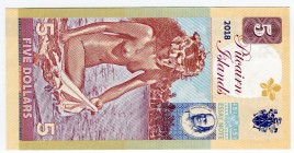 Pitcairn 5 Dollars 2018 Specimen
# A 00189P;Gabris banknote; Mintage: 1250; Pitcairn Islands; UNC