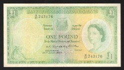 Rhodesia & Nyasaland 1 Pound 1957 Rare
P# 21a; F