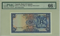 Uganda 5 Shillings 1966 (ND) PMG66EPQ
P# 1a
