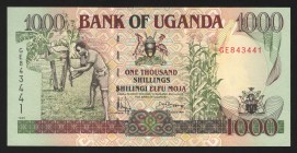 Uganda 1000 Shillings 1996 
P# 36b; UNC