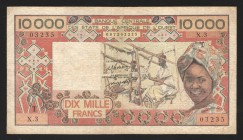 West African States Togo 10000 Francs 1977 
P# 809Ta; VF