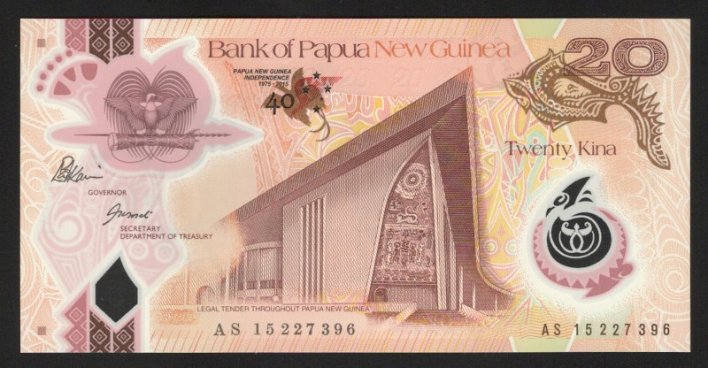 Papua New Guinea 20 Kina 2015 Commerative
P# 49; UNC