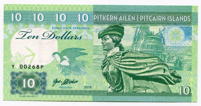 Pitcairn 10 Dollars 2018 Specimen " John Adams"
Fantasy Banknote; Limited Editi...