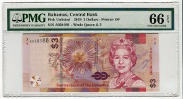 Bahamas 3 Dollars 2019 PMG 66 EPQ
P# 78