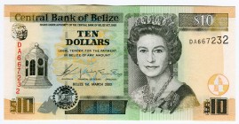 Belize 10 Dollars 2003 
P# 68a; UNC