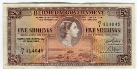 Bermuda 5 Shillings 1957 
P# 18b; VF